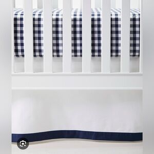 Serena & Lily white with navy trim crib skirt